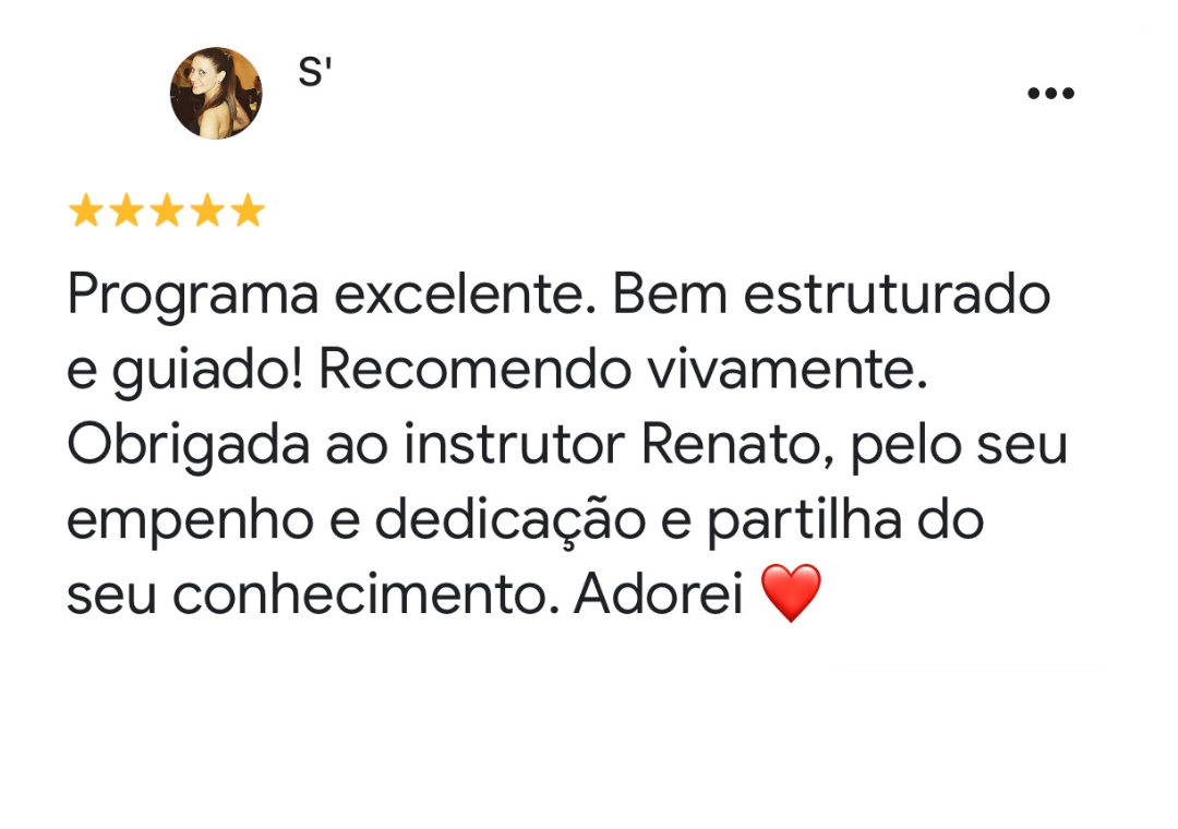Avaliação publicada no Google sobre o Programa MBCT online