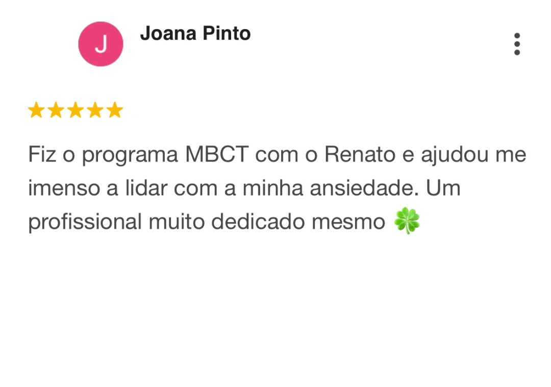 Avaliação de participante sobre o Programa MBCT online e a prática de mindfulness