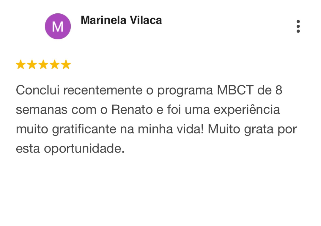 Testemunho de participante sobre a experiência no Programa MBCT online