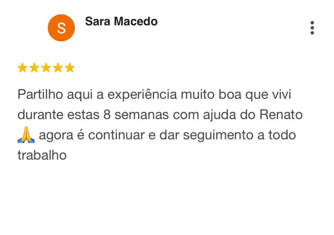 Avaliação publicada no Google sobre as 8 semanas do Programa MBCT online